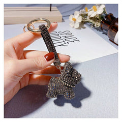 Fashion Diamond Studded French Bulldog Keychain