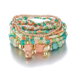 Colorful Turquoise Beaded Bracelet With Multi-Layered Design