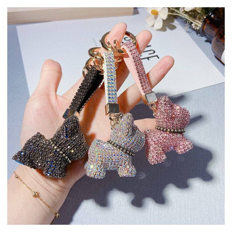 Fashion Diamond Studded French Bulldog Keychain