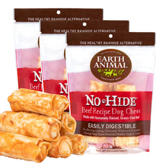 Earth Animal No Hide Small Long Lasting Dog Chew Rolls Beef 2 Count Pack of 3