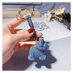 Fashion Diamond Studded French Bulldog Keychain