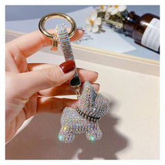 Fashion Diamond Studded French Bulldog Keychain