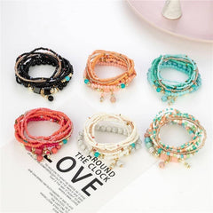 Colorful Turquoise Beaded Bracelet With Multi-Layered Design