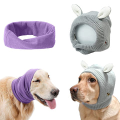 Quiet Ears for Dogs Anxiety Barking Dog Ear Covers Muffs Snood for Noise 2PCS Ear Hearing Earmuffs Fireworks Protection Anti Anxiety Dog Hat Large Dog (Purple & Grey)