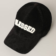 BLESSED 3D Embroidered Corduroy Baseball Cap