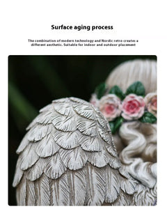 Resin Prayer Angel Solar Energy Outdoor Yard Lamp
