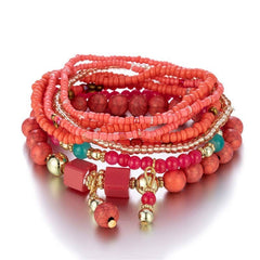 Colorful Turquoise Beaded Bracelet With Multi-Layered Design