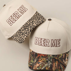 BEER ME Embroidery Leopard Camo Trucker Hat