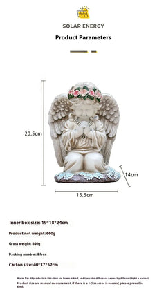 Resin Prayer Angel Solar Energy Outdoor Yard Lamp