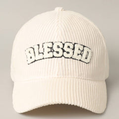 BLESSED 3D Embroidered Corduroy Baseball Cap