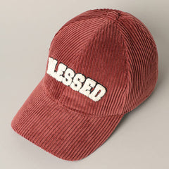 BLESSED 3D Embroidered Corduroy Baseball Cap