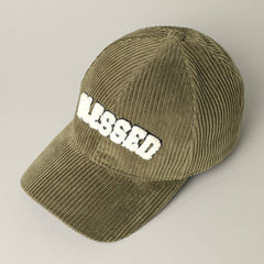 BLESSED 3D Embroidered Corduroy Baseball Cap
