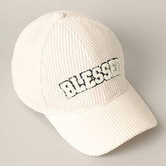 BLESSED 3D Embroidered Corduroy Baseball Cap