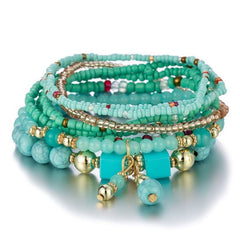 Colorful Turquoise Beaded Bracelet With Multi-Layered Design